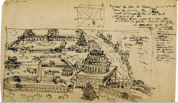Le Corbusier (1915). Versión de Roma inspirada en la Antiquae Urbis Imago de Pirro Ligorrio.